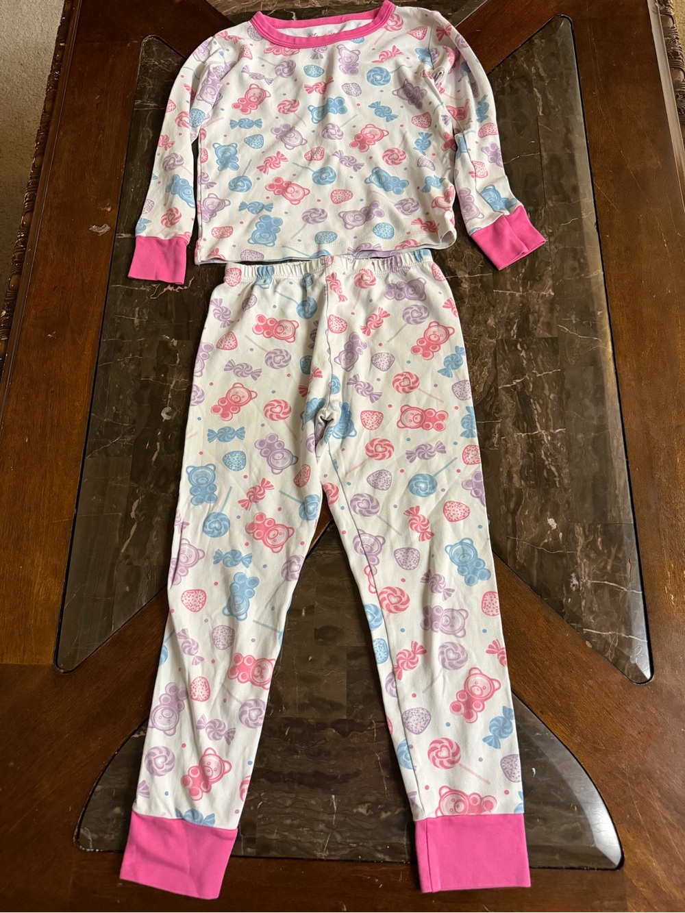 Magnolia White Pajama Set with Pink, Blue & Purple Candy Print
